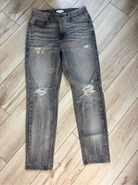 Good American Distressed Washed Black Boyfriend Jeans